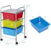 Giantex 6 Storage Drawer Cart Rolling Organizer Cart for Tools Scrapbook Paper Home Office School Multipurpose Mobile Utility Cart (Beige & Yellow)(Red+Green+Turquoise)