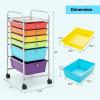 Giantex 6 Storage Drawer Cart Rolling Organizer Cart for Tools Scrapbook Paper Home Office School Multipurpose Mobile Utility Cart (Beige & Yellow)(Red+Orange+Green+Turquoise+Purple)