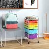 Giantex 6 Storage Drawer Cart Rolling Organizer Cart for Tools Scrapbook Paper Home Office School Multipurpose Mobile Utility Cart (Beige & Yellow)(Red+Orange+Green+Turquoise+Purple)