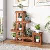 Giantex 6 Tier Wood Plant Stand, Shorea Tiered Plant Shelf for Multiple Potted Plants with High Low Structure, Indoor & Outdoor Flower Rack, Corner Display Shelf for Balcony, Living Room, Patio