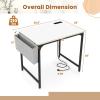 Giantex 60 Inch Computer Desk with Charging Station, Home Office Writing Desk with Storage Bag & Headphone Hook, Large Gaming Table PC Workstation, Modern Simple Laptop Desk for Bedroom, Study(White)