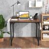 Giantex 60 Inch Computer Desk with Charging Station, Home Office Writing Desk with Storage Bag & Headphone Hook, Large Gaming Table PC Workstation, Modern Simple Laptop Desk for Bedroom, Study(Rustic Brown)