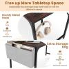 Giantex 60 Inch Computer Desk with Charging Station, Home Office Writing Desk with Storage Bag & Headphone Hook, Large Gaming Table PC Workstation, Modern Simple Laptop Desk for Bedroom, Study(Rustic Brown)