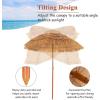 Giantex 6.5Ft Thatched Tiki Umbrella, Hawaiian Style Patio Grass Umbrella with 8 Ribs & Tilt Adjustment, Outdoor Portable Beach Sunshade for Yard, Garden & Poolside
