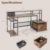 Giantex 67″ Computer Desk with File Drawers Cabinet, Home Office Desk with Monitor Stand, Industrial Study Writing Gaming Desk with Power Outlets, Large PC Work Table Workstation with Printer Space