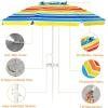 Giantex 7.2 Ft Beach Umbrella, Patio Sunshade Umbrella with Sand Anchor & Cupholder, Solid Steel Pole, Carrying Bag, Portable Sun Shelter Suitable for Seaside, Backyard, Poolside, Market Entrance(Rainbow)