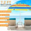 Giantex 7.2 Ft Beach Umbrella, Patio Sunshade Umbrella with Sand Anchor & Cupholder, Solid Steel Pole, Carrying Bag, Portable Sun Shelter Suitable for Seaside, Backyard, Poolside, Market Entrance(Rainbow)
