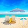 Giantex 7.2 Ft Beach Umbrella, Patio Sunshade Umbrella with Sand Anchor & Cupholder, Solid Steel Pole, Carrying Bag, Portable Sun Shelter Suitable for Seaside, Backyard, Poolside, Market Entrance(Blue)