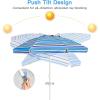 Giantex 7.2 Ft Beach Umbrella, Patio Sunshade Umbrella with Sand Anchor & Cupholder, Solid Steel Pole, Carrying Bag, Portable Sun Shelter Suitable for Seaside, Backyard, Poolside, Market Entrance(Blue)