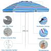 Giantex 7.2 Ft Beach Umbrella, Patio Sunshade Umbrella with Sand Anchor & Cupholder, Solid Steel Pole, Carrying Bag, Portable Sun Shelter Suitable for Seaside, Backyard, Poolside, Market Entrance(Blue)