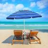 Giantex 7.2 Ft Beach Umbrella, Patio Sunshade Umbrella with Sand Anchor & Cupholder, Solid Steel Pole, Carrying Bag, Portable Sun Shelter Suitable for Seaside, Backyard, Poolside, Market Entrance(Navy)