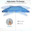 Giantex 8 Ft Beach Umbrella, Patio Sunshade Umbrella with Sand Anchor & Tilt Mechanism, 16 Fiberglass Ribs, Air-Vent Design, Portable Sun Shelter Suitable for Seaside, Backyard, Poolside, Market Entrance(Navy)