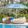 Giantex 8 Ft Beach Umbrella, Patio Sunshade Umbrella with Sand Anchor & Tilt Mechanism, 16 Fiberglass Ribs, Air-Vent Design, Portable Sun Shelter Suitable for Seaside, Backyard, Poolside, Market Entrance(Blue)