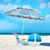 Giantex 8 Ft Beach Umbrella, Patio Sunshade Umbrella with Sand Anchor & Tilt Mechanism, 16 Fiberglass Ribs, Air-Vent Design, Portable Sun Shelter Suitable for Seaside, Backyard, Poolside, Market Entrance(Blue)