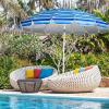 Giantex 8 Ft Beach Umbrella, Patio Sunshade Umbrella with Sand Anchor & Tilt Mechanism, 16 Fiberglass Ribs, Air-Vent Design, Portable Sun Shelter Suitable for Seaside, Backyard, Poolside, Market Entrance(Navy)
