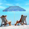 Giantex 8 Ft Beach Umbrella, Patio Sunshade Umbrella with Sand Anchor & Tilt Mechanism, 16 Fiberglass Ribs, Air-Vent Design, Portable Sun Shelter Suitable for Seaside, Backyard, Poolside, Market Entrance(Navy)