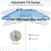 Giantex 8 Ft Beach Umbrella, Patio Sunshade Umbrella with Sand Anchor & Tilt Mechanism, 16 Fiberglass Ribs, Air-Vent Design, Portable Sun Shelter Suitable for Seaside, Backyard, Poolside, Market Entrance(Blue)
