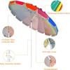 Giantex 8 Ft Beach Umbrella, Patio Sunshade Umbrella with Sand Anchor & Tilt Mechanism, 16 Fiberglass Ribs, Air-Vent Design, Portable Sun Shelter Suitable for Seaside, Backyard, Poolside, Market Entrance(Rainbow)