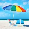 Giantex 8 Ft Beach Umbrella, Patio Sunshade Umbrella with Sand Anchor & Tilt Mechanism, 16 Fiberglass Ribs, Air-Vent Design, Portable Sun Shelter Suitable for Seaside, Backyard, Poolside, Market Entrance(Rainbow)