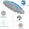 Giantex 8 Ft Beach Umbrella, Patio Sunshade Umbrella with Sand Anchor & Tilt Mechanism, 16 Fiberglass Ribs, Air-Vent Design, Portable Sun Shelter Suitable for Seaside, Backyard, Poolside, Market Entrance(Blue)