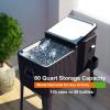 Giantex 80 Quart Rattan Rolling Cooler Cart Outdoor Patio Portable Party Drink Beverage Bar Cold Beach Chest Cart on Wheels, Brown Wicker, 32.7”(L) X18.9”(W) X43.3”(H)