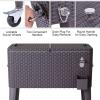 Giantex 80 Quart Rattan Rolling Cooler Cart Outdoor Patio Portable Party Drink Beverage Bar Cold Beach Chest Cart on Wheels, Brown Wicker, 32.7”(L) X18.9”(W) X43.3”(H)