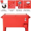 Giantex 80 Quart Rolling Patio Cooler Cart with Bottom Storage Shelf & Drain, Outdoor Ice Chest with Lockable Wheels, Bottle Opener & Cap Catcher, for Party Poolside Backyard BBQ(Red)