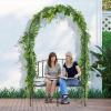 Giantex 81in Metal Garden Arch with Bench, Outdoor Garden Arbor Archway Trellis for Climbing Plants Vines, 2-Person Bench Loads 660 lbs, Patio Trellis Pergola Arches for Wedding Party Ceremony Decor