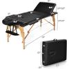 Giantex 84inch Folding Massage Table Lash Bed, Portable 3 Sections Spa Salon Tattoo Bed with Face Cradle Armrests Wooden Legs, Professional Massage Bed Height Adjustable with Carry Case (Black)(Black)
