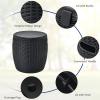 Giantex 9.5 Gallon Ice Cooler, Wicker Round Ice Chest, Outdoor Beer Wine Ice Bucket, Top Lid Side Handles Drainage Plug, Weather-resistant Patio Cool Bar Table for Cocktail Party Poolside Deck(Black)