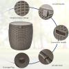 Giantex 9.5 Gallon Ice Cooler, Wicker Round Ice Chest, Outdoor Beer Wine Ice Bucket, Top Lid Side Handles Drainage Plug, Weather-resistant Patio Cool Bar Table for Cocktail Party Poolside Deck(Taupe)