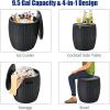 Giantex 9.5 Gallon Ice Cooler, Wicker Round Ice Chest, Outdoor Beer Wine Ice Bucket, Top Lid Side Handles Drainage Plug, Weather-resistant Patio Cool Bar Table for Cocktail Party Poolside Deck(Black)