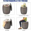 Giantex 9.5 Gallon Ice Cooler, Wicker Round Ice Chest, Outdoor Beer Wine Ice Bucket, Top Lid Side Handles Drainage Plug, Weather-resistant Patio Cool Bar Table for Cocktail Party Poolside Deck(Taupe)