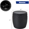 Giantex 9.5 Gallon Ice Cooler, Wicker Round Ice Chest, Outdoor Beer Wine Ice Bucket, Top Lid Side Handles Drainage Plug, Weather-resistant Patio Cool Bar Table for Cocktail Party Poolside Deck(Black)