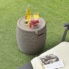 Giantex 9.5 Gallon Ice Cooler, Wicker Round Ice Chest, Outdoor Beer Wine Ice Bucket, Top Lid Side Handles Drainage Plug, Weather-resistant Patio Cool Bar Table for Cocktail Party Poolside Deck(Taupe)