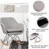 Giantex Accent Rocking Chair with Cushion, Upholstered Rocking Arm Chair w/Solid Steel Wood Leg, Modern Rocker Chair for Balcony, Bedroom (1, Grey)