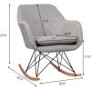 Giantex Accent Rocking Chair with Cushion, Upholstered Rocking Arm Chair w/Solid Steel Wood Leg, Modern Rocker Chair for Balcony, Bedroom (1, Grey)