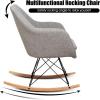 Giantex Accent Rocking Chair with Cushion, Upholstered Rocking Arm Chair w/Solid Steel Wood Leg, Modern Rocker Chair for Balcony, Bedroom (1, Grey)