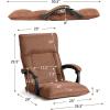 Giantex Adjustable Floor Chair Lazy Sofa Chair 14-Position Adjusting Backrest Headrest Waist Pillow, Floor Seating with Armrests, Padded Comfy Recliner for Home Living Room Bedroom (Brown)