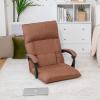 Giantex Adjustable Floor Chair Lazy Sofa Chair 14-Position Adjusting Backrest Headrest Waist Pillow, Floor Seating with Armrests, Padded Comfy Recliner for Home Living Room Bedroom (Brown)
