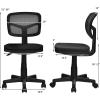 Giantex Armless Desk Chair, Low-Back Computer Chair Ergonomic Small Task Chair with Adjustable Height, Y-Shaped Support for Adults Teens Kids, 360° Swivel Office Chair (Blue)(Black)