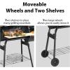 Giantex BBQ Charcoal Grill with Offset Smoker, Thermometer and Adjustable Damper, Meat Cooker Smoker for Backyard Family Gathering and Outdoor Picnic, 2 Moveable Wheels, 2 Shelves and Wooden Handles