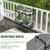 Giantex Balcony Flower Pot Stand Rack w/ Adjustable Hooks & 2 Planter Baskets , Patio Railing Shelf Plant Pots Holder, Metal Hanging Planter for Outdoor Windows Porch Fence