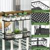 Giantex Balcony Flower Pot Stand Rack w/ Adjustable Hooks & 2 Planter Baskets , Patio Railing Shelf Plant Pots Holder, Metal Hanging Planter for Outdoor Windows Porch Fence