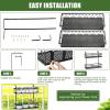 Giantex Balcony Flower Pot Stand Rack w/ Adjustable Hooks & 2 Planter Baskets , Patio Railing Shelf Plant Pots Holder, Metal Hanging Planter for Outdoor Windows Porch Fence