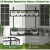 Giantex Balcony Flower Pot Stand Rack w/ Adjustable Hooks & 2 Planter Baskets , Patio Railing Shelf Plant Pots Holder, Metal Hanging Planter for Outdoor Windows Porch Fence