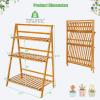 Giantex Bamboo Ladder Plant Stand, 3 Tier Folding Bamboo Plant Shelf, Foldable Flower Pot Display Shelf Rack, Multiple Plants Holder Organizer Storage Shelf for Indoor Outdoor Balcony Garden (Natural)(Natural)