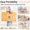 Giantex Bamboo Laptop Desk for Bed, Adjustable Serving Tray Breakfast Table with Tilting Desktop, Folding Lap Tray with Removable Stopper, Cooling Holes & Small Side Drawer (Black)(Natural)