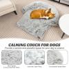Giantex Calming Dog Bed – Fluffy Plush Pet Bed for Couch, Removable Washable Cover, Soft Neck Bolster, Dog Sofa Bed Furniture Protector Mats for Dogs Cats (Light Gray, Small – 40” x 35” x 6.5”)