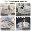 Giantex Calming Dog Bed – Fluffy Plush Pet Bed for Couch, Removable Washable Cover, Soft Neck Bolster, Dog Sofa Bed Furniture Protector Mats for Dogs Cats (Light Gray, Medium – 44” x 40” x 7”)